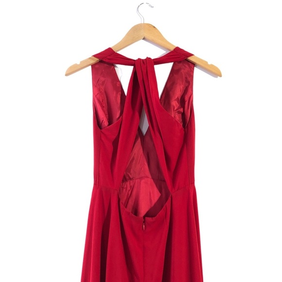 Jill Stuart V-Neck Red Halter Gown with Keyhole Back Size 2 - Picture 4 of 8